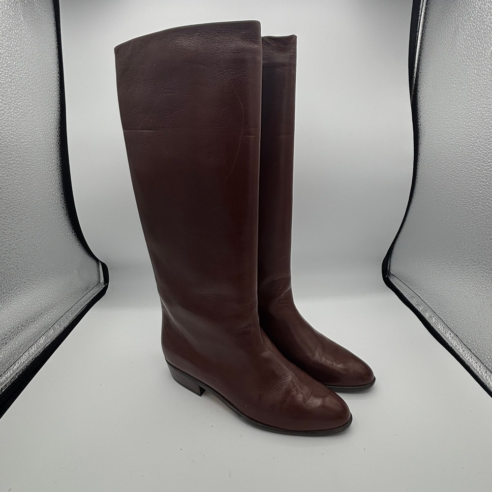 Vtg‎ Cole Haan Riding Boots Women Sz 6.5 AA Brown Leather Tall Equestrian Italy